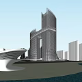 Modern Urban Hotel Building Featuring High Rise Architecture and City Skyline View
