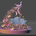 Elegant Photo Check-in Spot With Phoenix Sculpture Floral Decorations Butterflies And Lighting