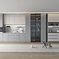 Modern Kitchen Sideboard Interior Design With Cabinetry Glass Doors And Storage Space