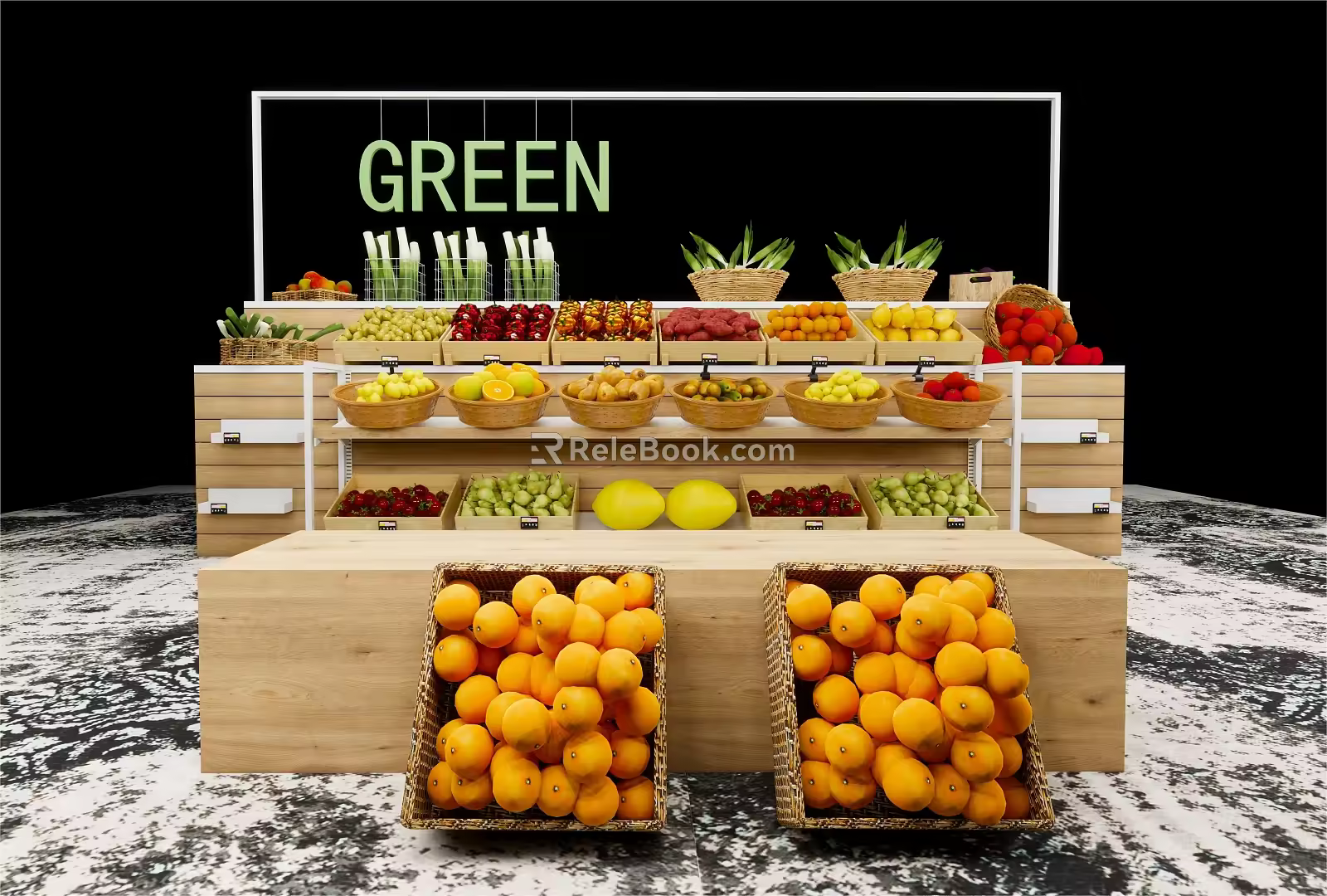 Modern Shelf Supermarket Shelf Fresh Freezer Container 3d model