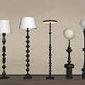 Stylish Floor Lamps With Different Designs White Shades And Spherical Bases For Modern Interior