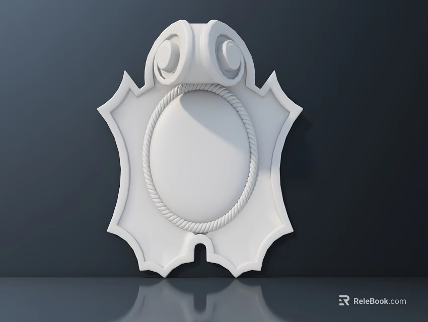 Elegant White Gypsum Molding with Scroll Rope and Star Shaped Edges Decorative Design 3d model 