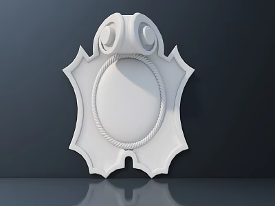 Elegant White Gypsum Molding with Scroll Rope and Star Shaped Edges Decorative Design 3d model