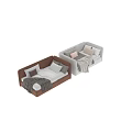 Modern Brown And White Velvet Sofa Bed With Decorative Pillows And Soft Blankets