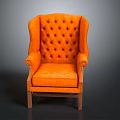 Elegant Orange Tufted Velvet Armchair With Classic Design And Wooden Legs