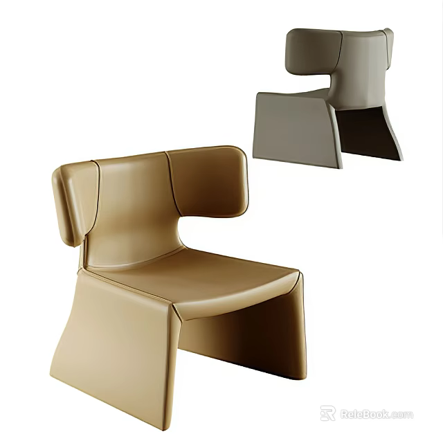Modern Leisure Chair With Leather Upholstery Unique Armrests And Contemporary Design 3d model 