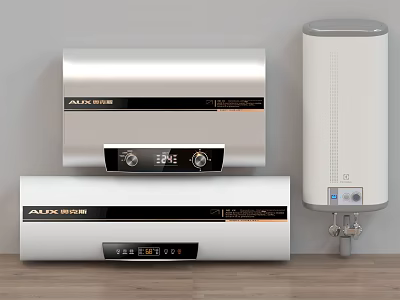Modern Kitchen Appliances Including AUX Water Heaters With Various Designs 3d model