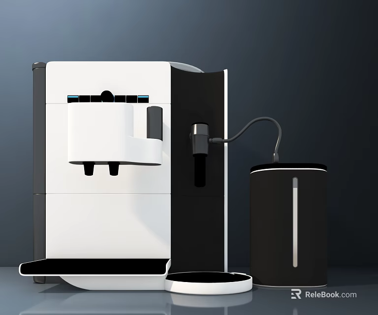 Modern White And Black Automatic Coffee Machine With Removable Water Tank 3d model 