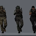 Game and Movie Characters Wearing Tactical Gear Holding Guns with Different Outfits Walking Stance