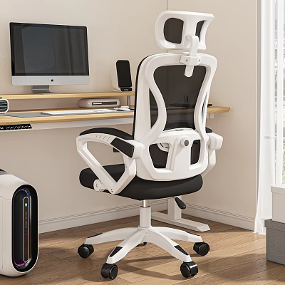 Ergonomic White And Black Mesh Office Chair With Adjustable Design For Home Office Computer Desk Setup 3d model