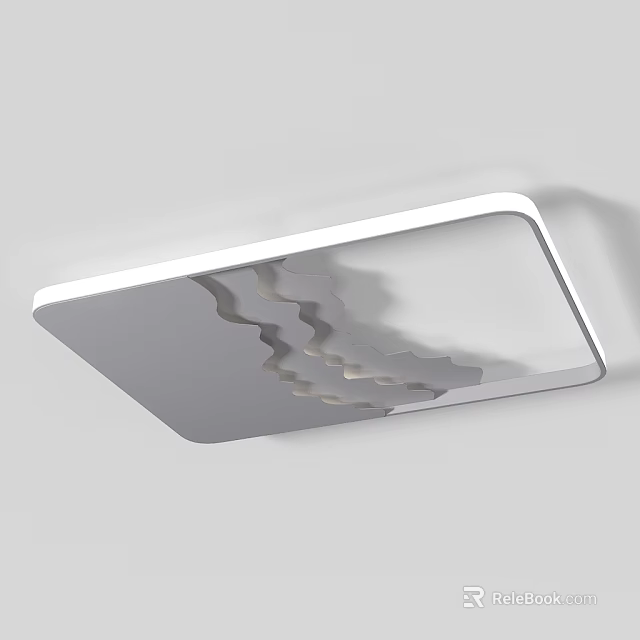 Modern Square Ceiling Light With Curved Interior Design And Ambient Lighting 3d model