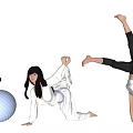 Multiple Women Doing Various Exercises With Yoga Ball And Poses