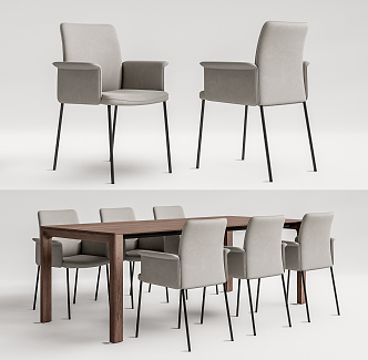 Modern Poliform Dining Table and Chair Combination 3d model