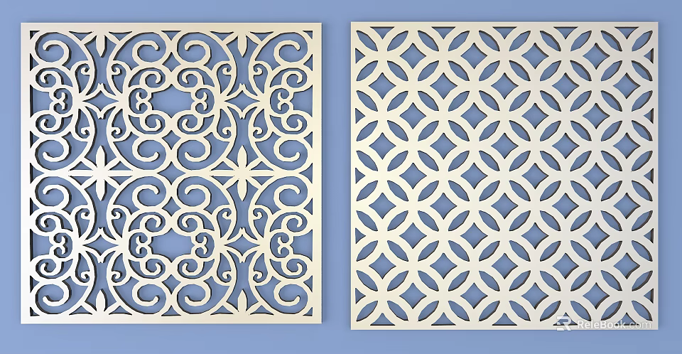 Decorative Laser Cut Room Dividers With Intricate Scroll And Circular Patterns 3d model