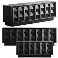 Modern Black TV Stand With Geometric Pattern Drawers And Sturdy Wooden Base