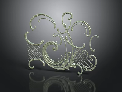 Elegant Metallic Decorative Component With Curved Designs And Mesh Patterns 3d model