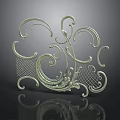Elegant Metallic Decorative Component With Curved Designs And Mesh Patterns