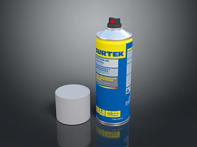URTEK Household Spray Can with White Circular Cap and Product Label 3d model