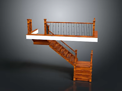 Elegant Wooden Staircase Design With Handrail Balustrade And Sturdy Steps 3d model