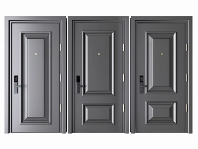 Modern Gray Swing Doors With Various Panel Designs For Interior Spaces 3d model