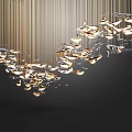 Luxury Modern Gold Chandelier With Multiple Hanging Lights And Artistic Design