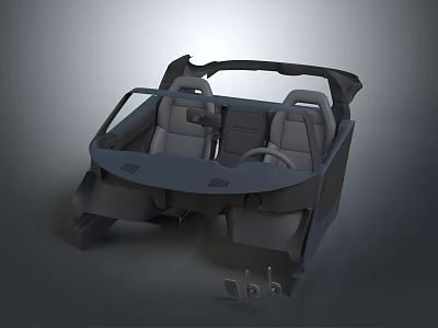 Car Interior Components Including Dashboard Seats Steering Wheel And Frame Structure 3d model