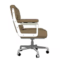 Brown Padded Office Chair With Armrests Metal Base And Swivel Wheels
