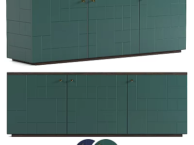 Modern Teal Entryway And Side Cabinet Design With Paneled Doors And Storage 3d model