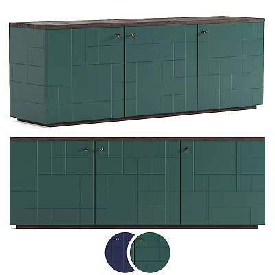 Modern Teal Entryway And Side Cabinet Design With Paneled Doors And Storage 3d model