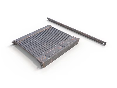 Industrial Metal Grille And Long Support Rod For Equipment Applications 3d model
