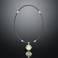 Elegant Necklace with Black Chain White Beads and Central Yellow Pendant