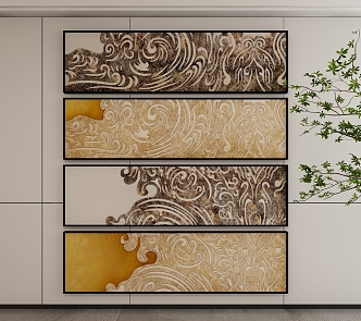 New Chinese Style Decorative Hanging Painting 3d model