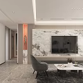 Modern Living and Dining Room Interior Design With Sofa Coffee Table and Dining Chairs
