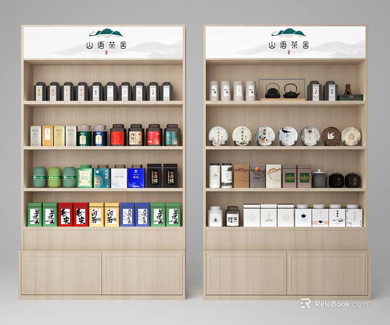 Tobacco and Alcohol Store Wooden Shelves Neatly Arranged With Various Bottled And Boxed Products 3d model 