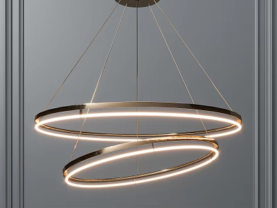 Modern Circular Chandelier With Double Illuminated Rings And Metallic Finish For Contemporary Interior Spaces 3d model