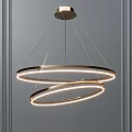 Modern Circular Chandelier With Double Illuminated Rings And Metallic Finish For Contemporary Interior Spaces