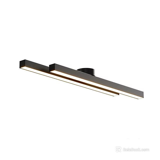 Modern Linear Pendant Light With Black Metal Frame And Warm LED Lighting 3d model 