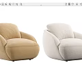 Modern Single Sofa With Round Shape Beige Fabric Upholstery And Light Brown Color Option