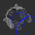 Futuristic Car Mechanical Structure With Circular Design And Blue Halo Rings