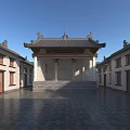 Traditional Chinese Ancient Architecture With Black Tiled Roof White Walls Courtyard And Curved Eaves