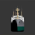 White and Green Cargo Ship With Upper Structure And Deck Equipment 3d model