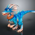 Cute 3D Blue Cartoon Dragon Character With Shiny Scales And Collar