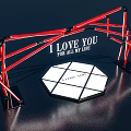 Red Event Entrance Arch With I LOVE YOU For All My Life Hexagonal White Platform