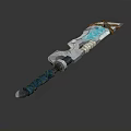 Blue Glowing Fantasy Sword With Metallic Blade And Decorative Blue Hilt Design