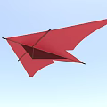 Red Triangular Kite Flying In Clear Blue Sky With Fabric Wings 3d model