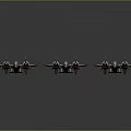 Vintage Spacecraft Models With Brown Blue Color Mechanical Details Arranged On Dark Background