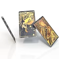 Ornate Decorative Cards With Intricate Gold Patterns And Black Backgrounds