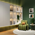 Modern Display Cabinet Bookcase Lazy Sofa Leisure Chair Corner Hanging Picture 3d model