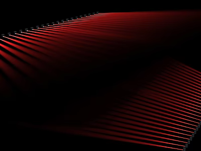 Modern Red Striped Decorative Lights Creating Light Rays On Black Background 3d model
