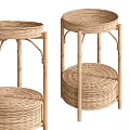 Natural Wicker Tea Table and Chairs with Bamboo Frame Round Design